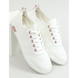 Women's white and pink sneakers LA42 Pink 1