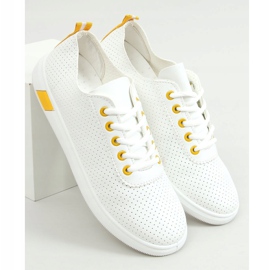 Women's white and yellow sneakers LA42 Yellow 1