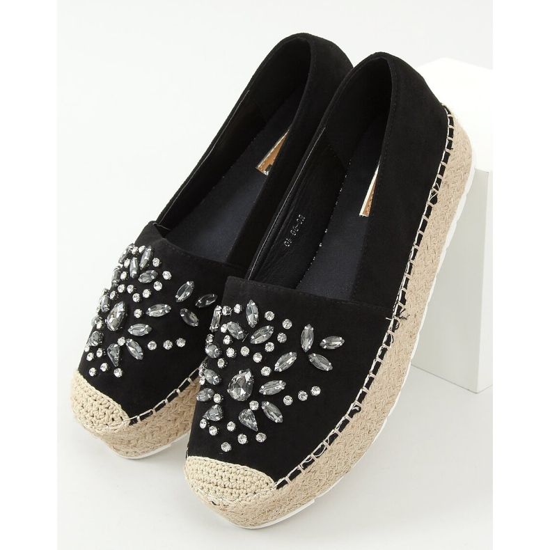 RC-96 Black Espadrilles with stones 1