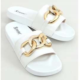 White CK203 White slippers with a chain 1