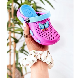 Children's Foam Slippers Kroks Fuchsia Olivia blue pink 1