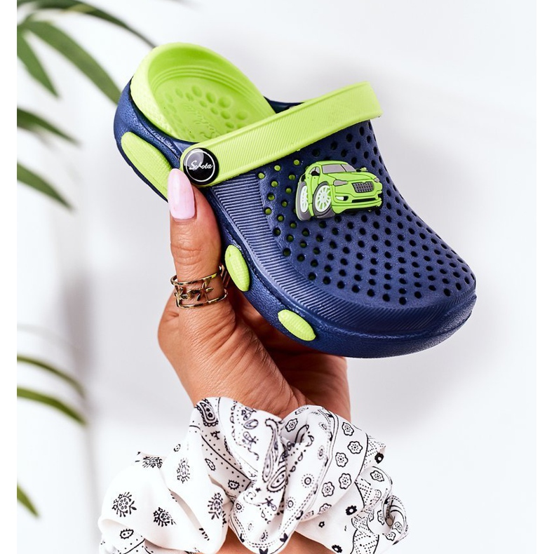 Children's Foam Slippers Kroks Navy Blue-Green Oliver 1