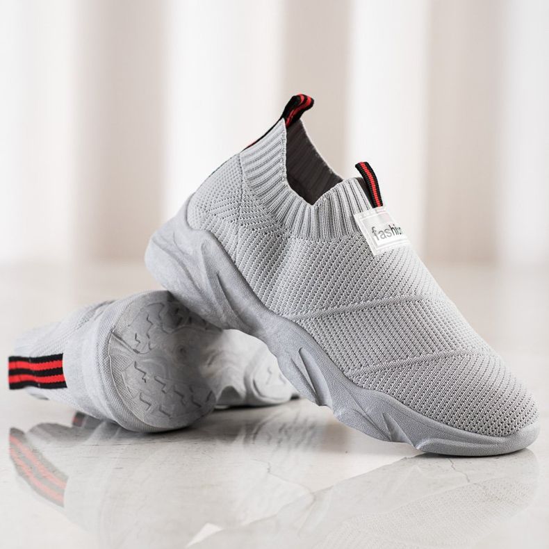 SHELOVET Gray Slip-on Fashion Sneakers grey 1