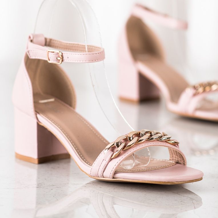 SHELOVET Sandals With Decorative Chain pink 2