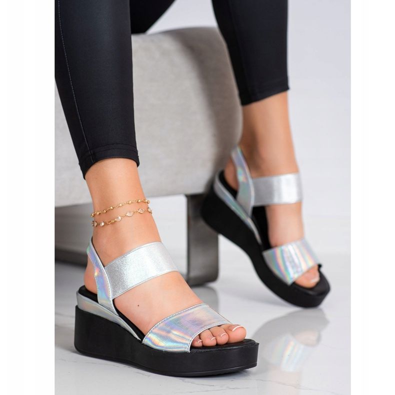 Coura Shiny Wedge Sandals silver 1