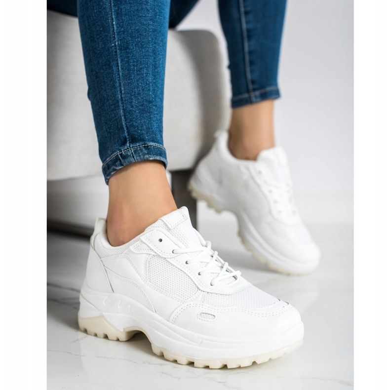 SHELOVET White Sneakers With Mesh 1
