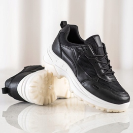 SHELOVET Black Sneakers With Mesh 1