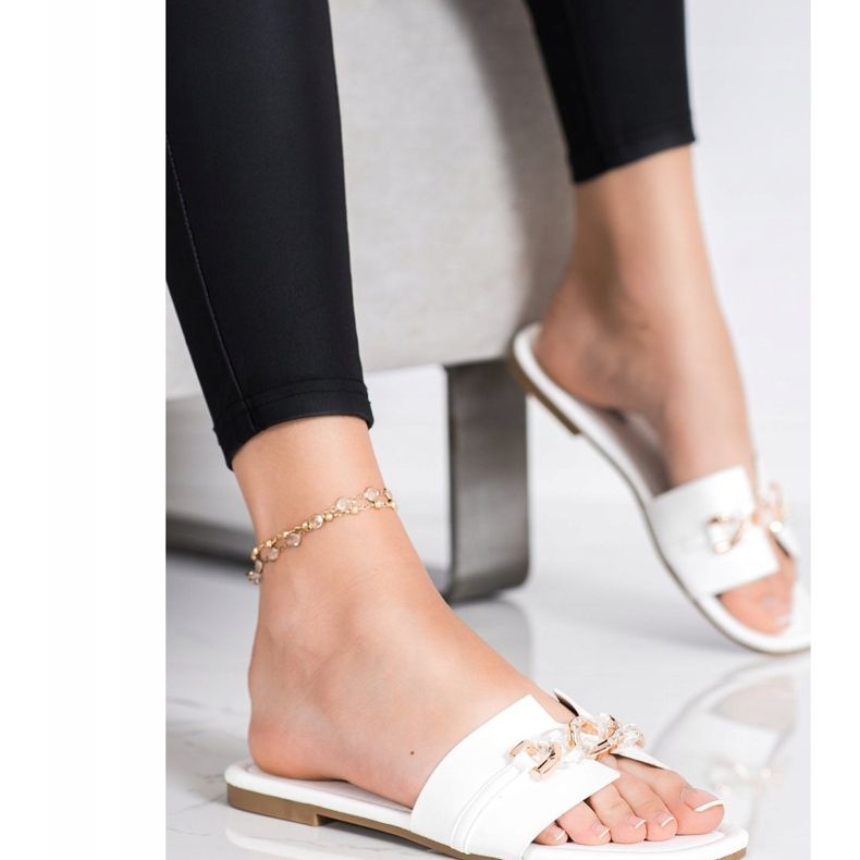 Renda Elegant Slippers With Ornament white 1