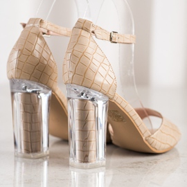 Renda Sandals With Transparent Heel beige 1