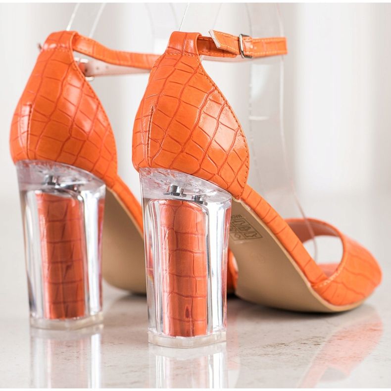 Renda Sandals With Transparent Heel orange 1