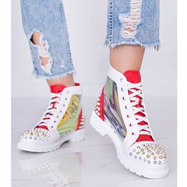 White and red transparent boots with Lea studs 1