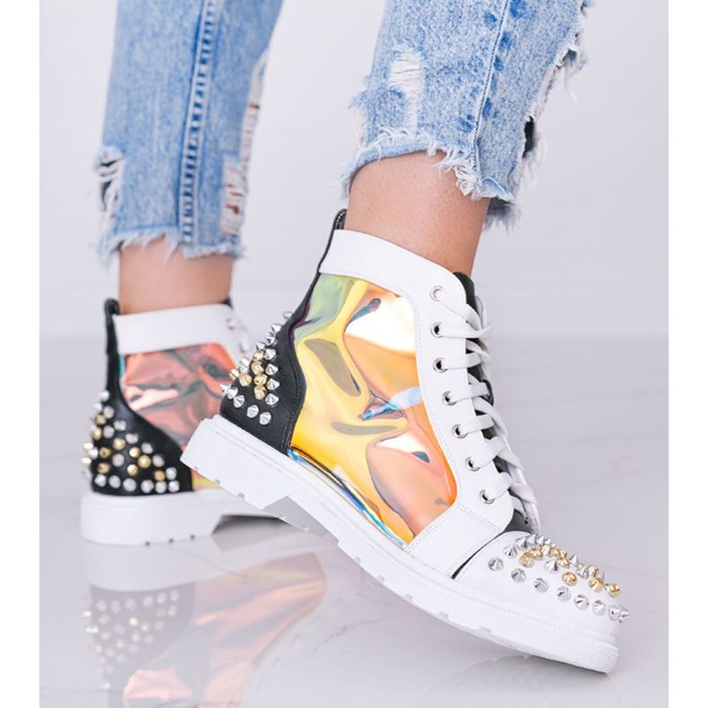 Black and white transparent boots with Lea studs 1