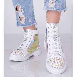 White and silver transparent boots with Lea studs 1