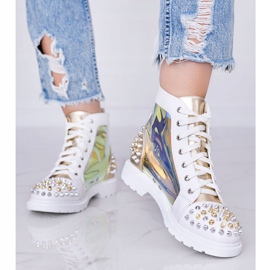 White and gold transparent boots with Lea studs 1