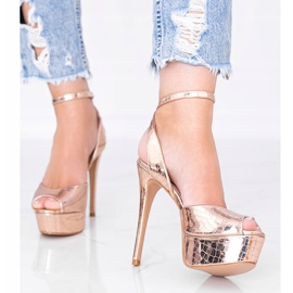 Pink sandals on high heel Megi 1