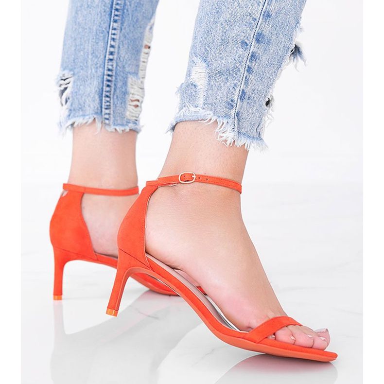 Orange sandals on a low heel from New Love 1