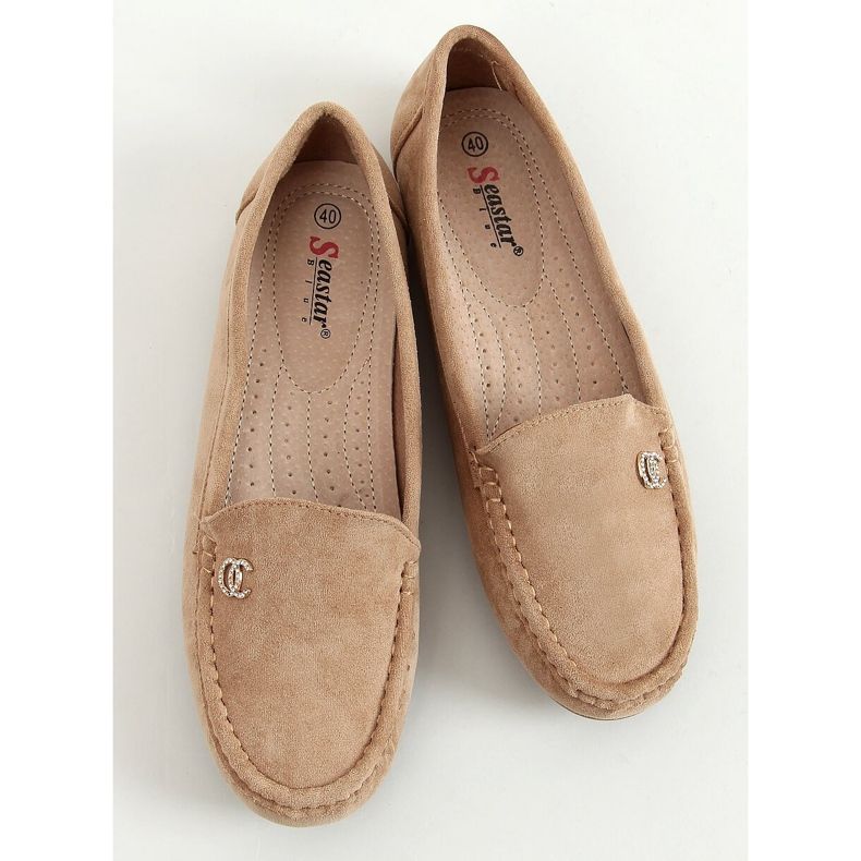 Women's loafers dark beige GS14P Khaki 1