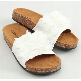 White cork slippers with flowers 620-73 White 1