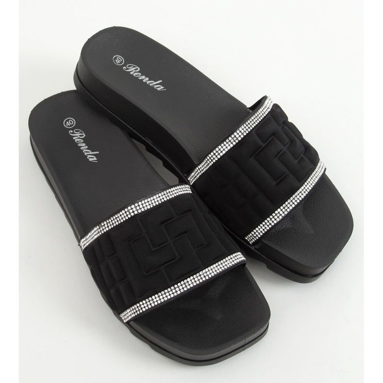Black women's black slippers 35-211 Black 1