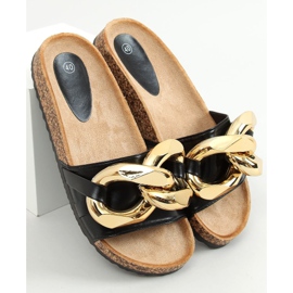Black Slippers with a thick chain black CK201 Black 1