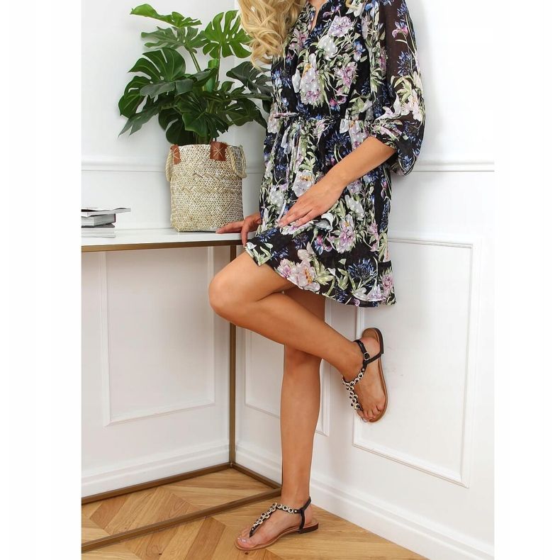 Sandals flip-flops with stones black 620-71 Black 1