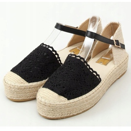 Black lace espadrilles 919-4 Black 1