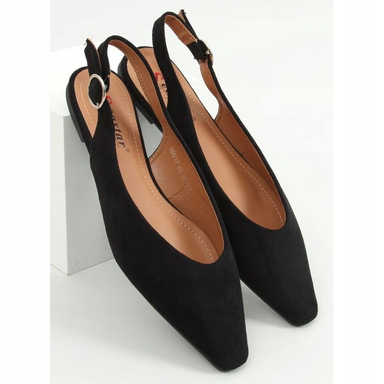 Black ballerinas with open heels SD01P Black 1