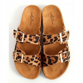 MS10005 Leopard patterned cork slippers brown 1