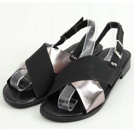 Black women's sandals S060117 Black silver 1