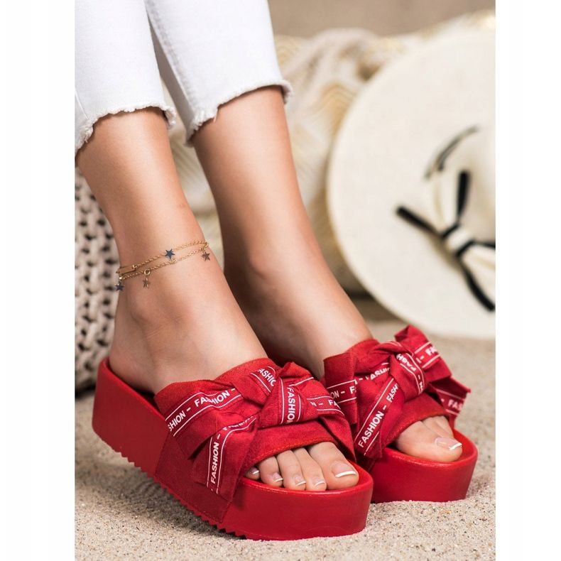 SHELOVET Slippers With Fashion Bow red 2