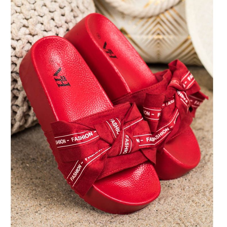 SHELOVET Slippers With Fashion Bow red 1