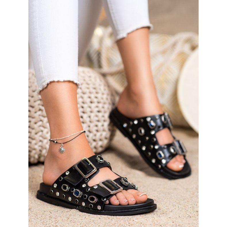 Seastar Fashionable Slippers With Crystals black 1