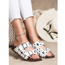 Seastar Fashionable flip-flops with crystals white 1