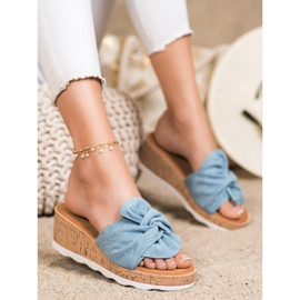 Cm Paris Suede Wedge Sandals blue 1