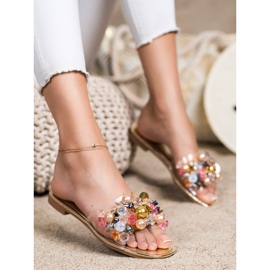 Sabatina Transparent Slippers With Ornaments golden 1