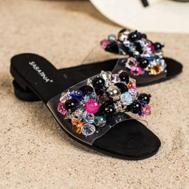 Sabatina Transparent Flip Flops With Ozobami black 1