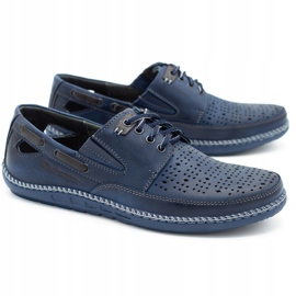 Polbut Men's shoes, openwork loafers J69L navy blue 1