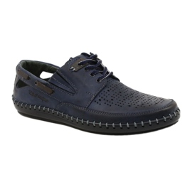Polbut Men's shoes, openwork loafers J69L navy blue 2