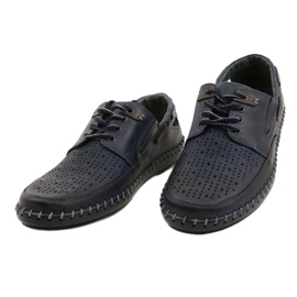 Polbut Men's shoes, openwork loafers J69L navy blue 4