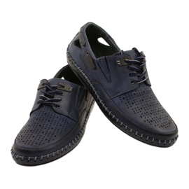 Polbut Men's shoes, openwork loafers J69L navy blue 5