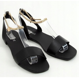 Black Sandals with a chain HY23-11 Black 1