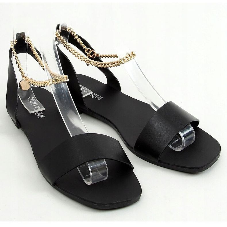 Black Sandals with a chain HY23-11 Black 1