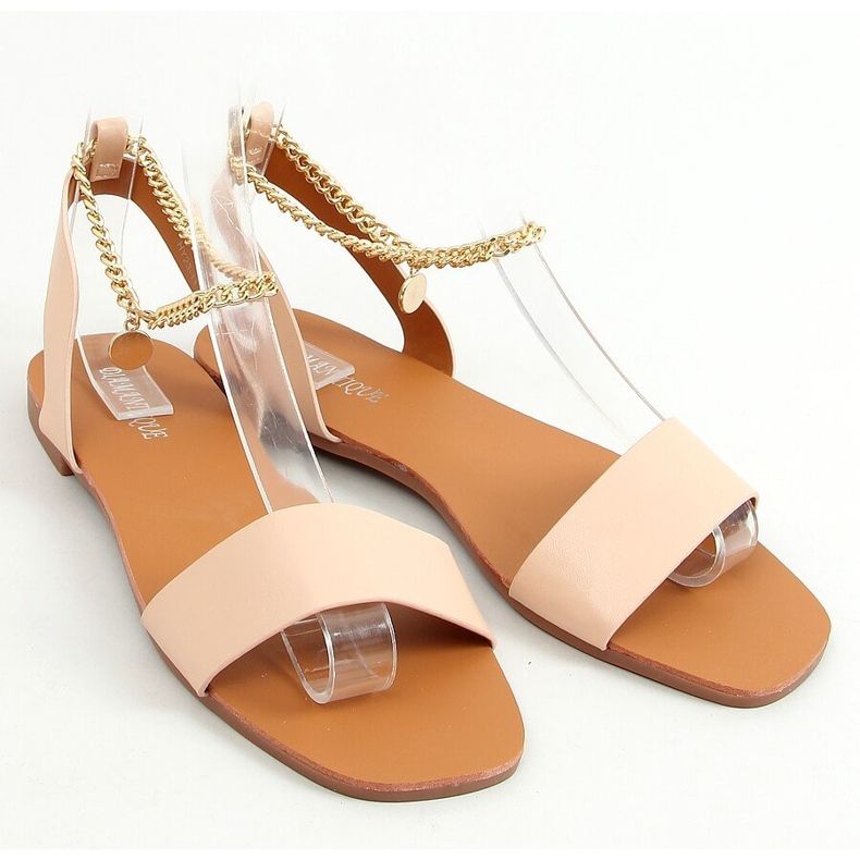 Sandals with a chain beige HY23-11 Nude 1