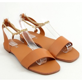 Sandals with chain Camel HY23-11 Camel brown 1