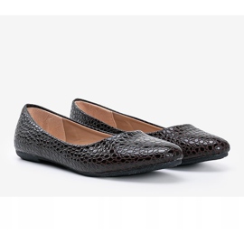 Brown patent ballerinas in a Mozzare crocodile skin pattern 1