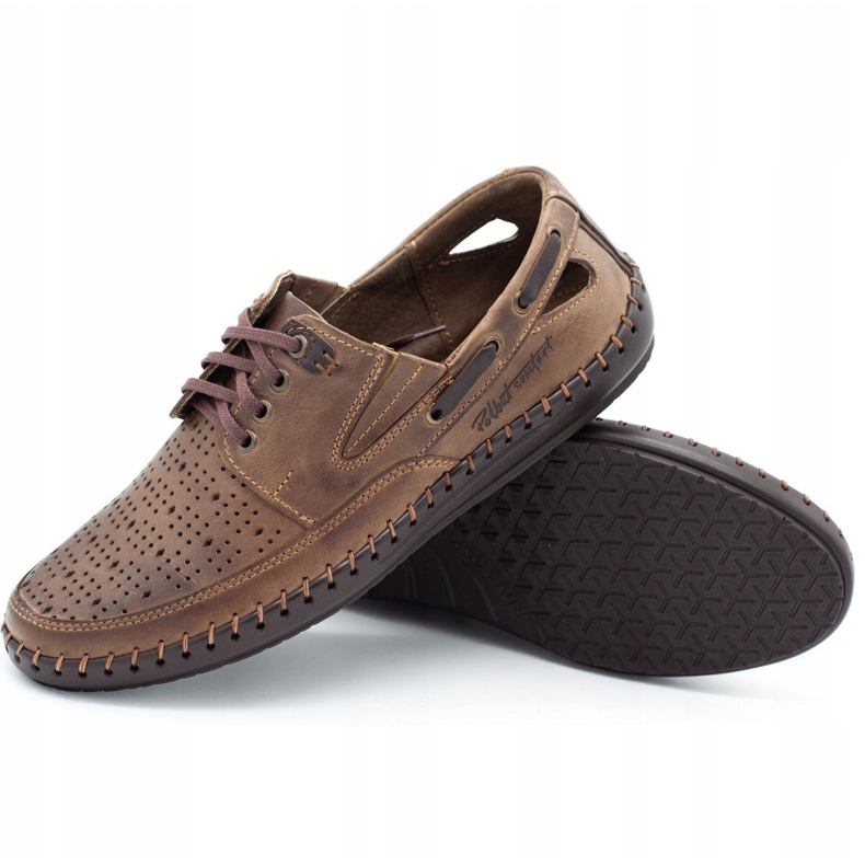Polbut Men's openwork loafers J69L brown 4