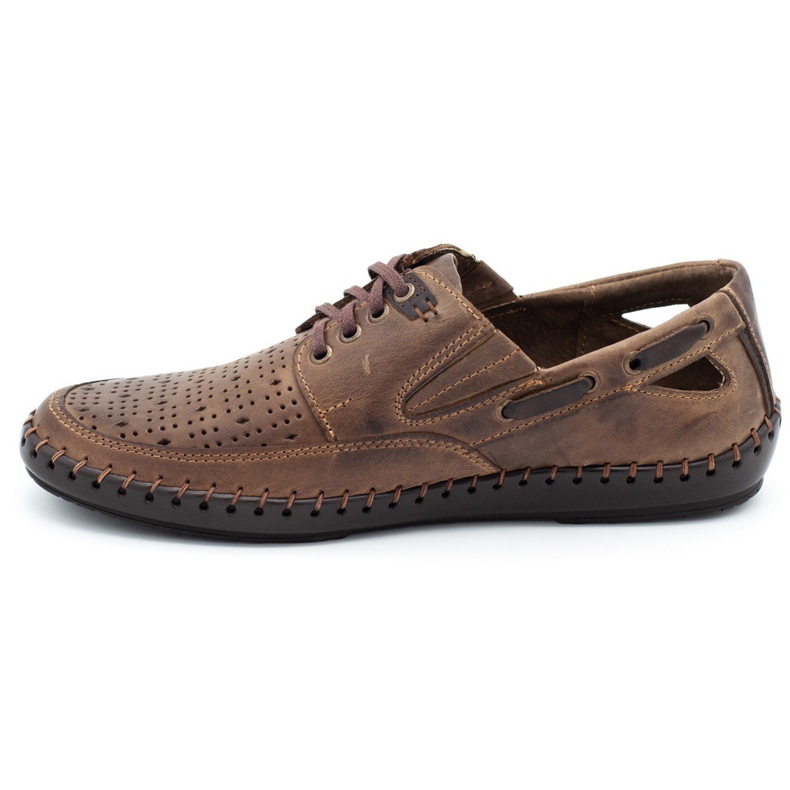 Polbut Men's openwork loafers J69L brown 5
