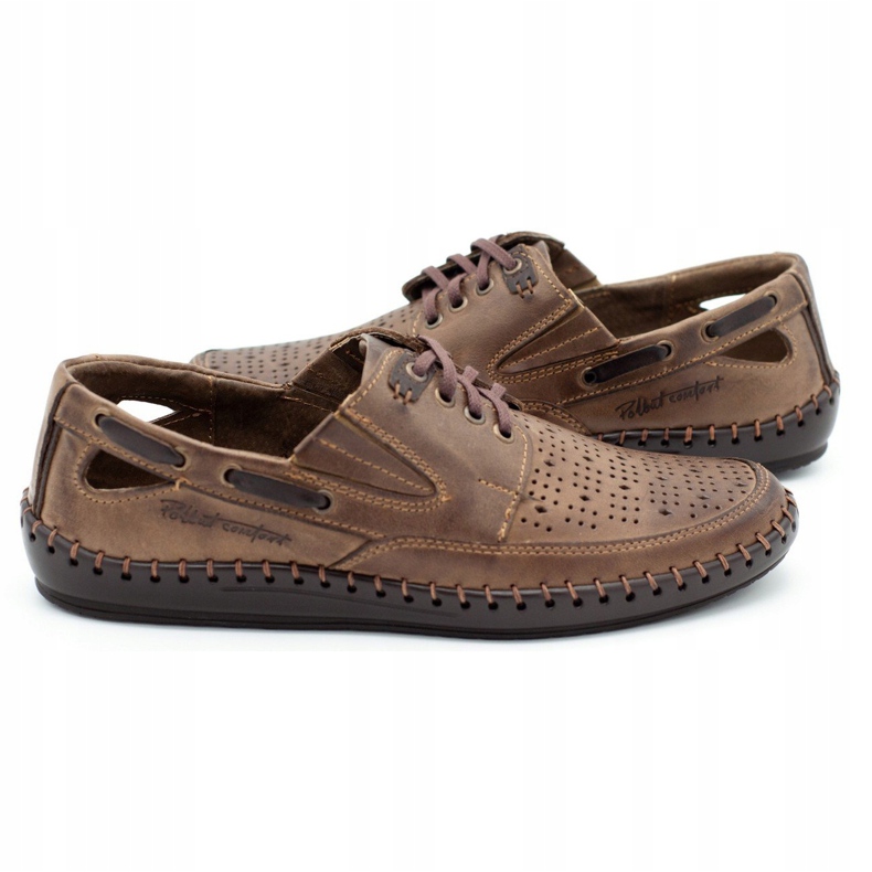 Polbut Men's openwork loafers J69L brown 1