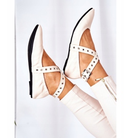 Folding Leather Ballerinas Lu Boo Beige 1