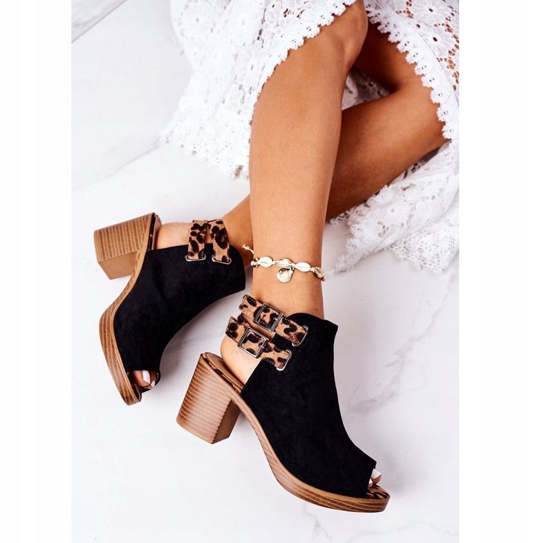 Suede Sandals On A Bar Lu Boo Black Leopard brown 1